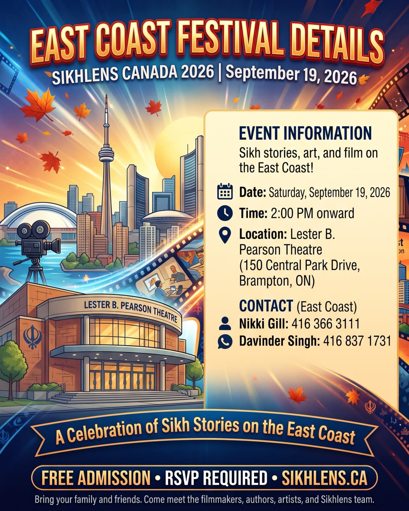 Sikhlens Canada 2026 East Coast festival details, Brampton, September 19