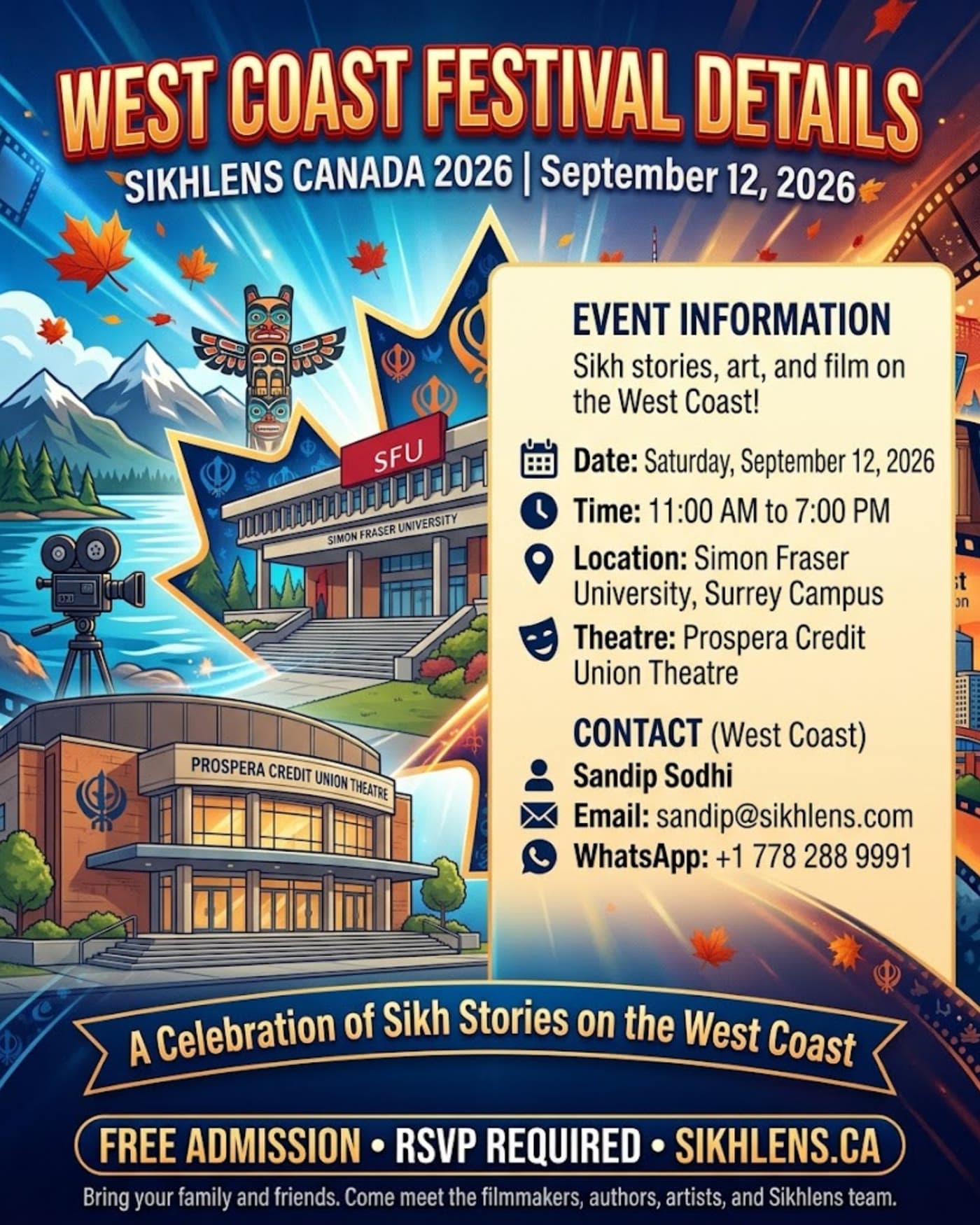 Sikhlens Canada 2026 West Coast festival details, Surrey, September 12